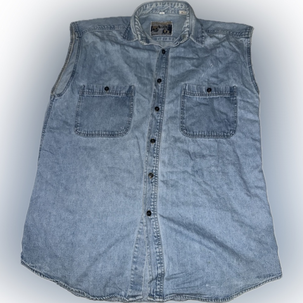 Contempo jean denim biker bikercore vintage retro 80s button up vest summer wear
